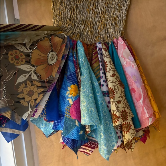 Colorful recycled Sari hanky Patchwork Skirt - Picture 5 of 5